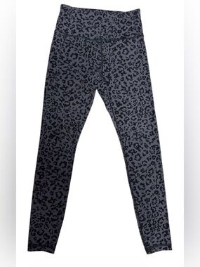 Athleta Black and Purple Gray Leopard-Print Leggings Sz S